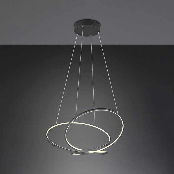 Trio Lighting Lampă suspendată cu LED Darvin lungime 84 cm negru mat metal CCT, reglabil, Negru, Camera de zi / sufragerie, Metal, Modern