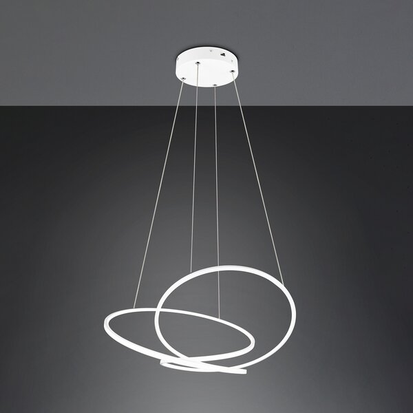Trio Lighting Lampă suspendată Darvin LED, lungime 84 cm, alb mat, metal, CCT, reglabil, Alb, Camera de zi / sufragerie, Metal, Modern
