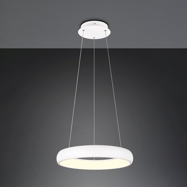 Trio Lighting Lampă suspendată Cardona LED, Ø 46,5 cm, alb, CCT, metal, reglabil, Alb, Camera de zi / sufragerie, Metal, Modern