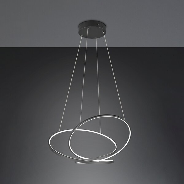 Trio Lighting Lampă suspendată cu LED Darvin lungime 84 cm negru mat metal CCT, reglabil, Negru, Camera de zi / sufragerie, Metal, Modern