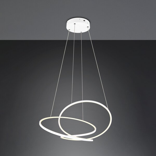 Trio Lighting Lampă suspendată Darvin LED, lungime 84 cm, alb mat, metal, CCT, reglabil, Alb, Camera de zi / sufragerie, Metal, Modern