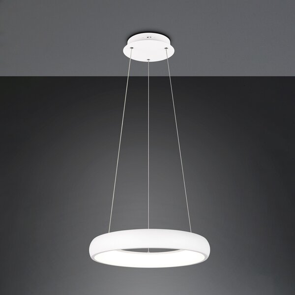 Trio Lighting Lampă suspendată Cardona LED, Ø 46,5 cm, alb, CCT, metal, reglabil, Alb, Camera de zi / sufragerie, Metal, Modern