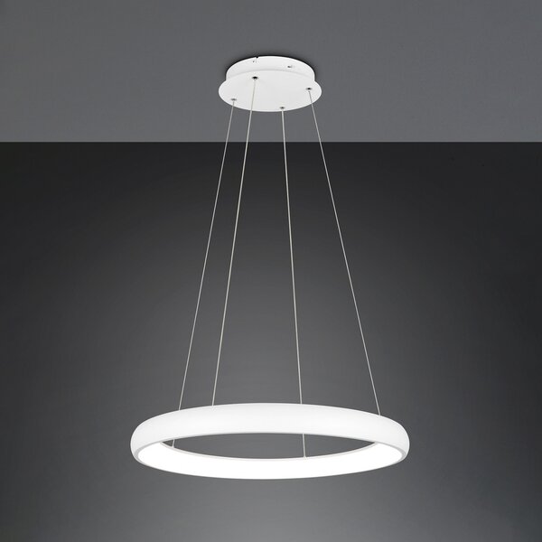 Trio Lighting Lampă suspendată cu LED Cardona, Ø 75 cm, alb, CCT, metal, reglabil, Alb, Camera de zi / sufragerie, Metal, Modern