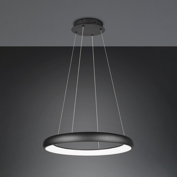 Trio Lighting Lampă suspendată cu LED Cardona, Ø 75 cm, negru, CCT, metal, reglabil, Negru, Camera de zi / sufragerie, Metal, Modern