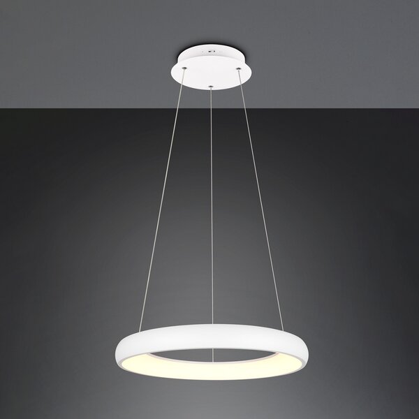 Trio Lighting Lampă suspendată cu LED Cardona, Ø 62 cm, alb, CCT, metal, reglabil, Alb, Camera de zi / sufragerie, Metal, Modern