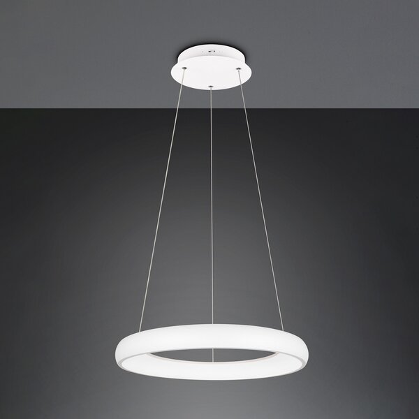 Trio Lighting Lampă suspendată cu LED Cardona, Ø 62 cm, alb, CCT, metal, reglabil, Alb, Camera de zi / sufragerie, Metal, Modern