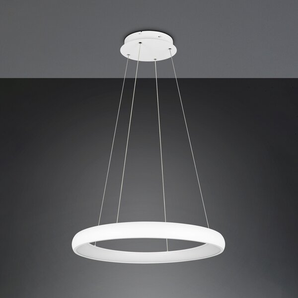 Trio Lighting Lampă suspendată cu LED Cardona, Ø 75 cm, alb, CCT, metal, reglabil, Alb, Camera de zi / sufragerie, Metal, Modern