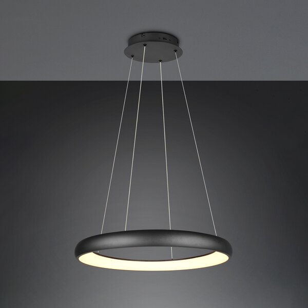Trio Lighting Lampă suspendată cu LED Cardona, Ø 75 cm, negru, CCT, metal, reglabil, Negru, Camera de zi / sufragerie, Metal, Modern