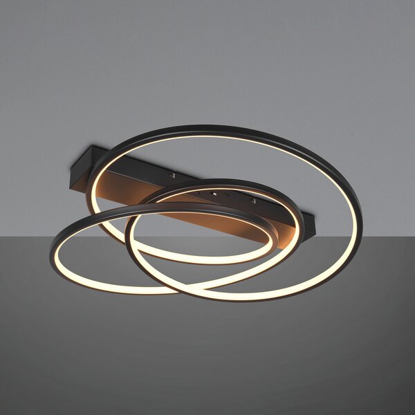 Trio Lighting Darvin LED plafonieră, negru, metal, plastic, CCT, reglabil, Negru, Camera de zi / sufragerie, Metal, Modern