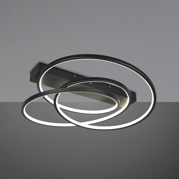 Trio Lighting Darvin LED plafonieră, negru, metal, plastic, CCT, reglabil, Negru, Camera de zi / sufragerie, Metal, Modern