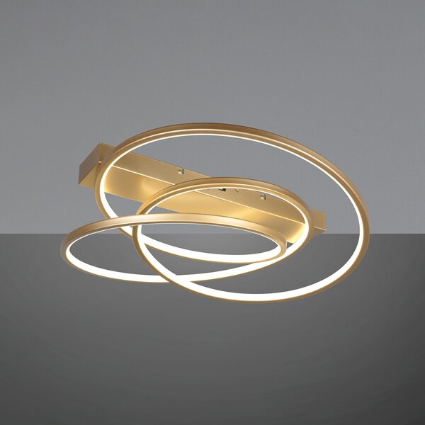 Trio Lighting Plafonieră Darvin LED, culoare aurie, metal, plastic CCT, reglabil, Auriu / Alamă, Camera de zi / sufragerie, Metal, Modern
