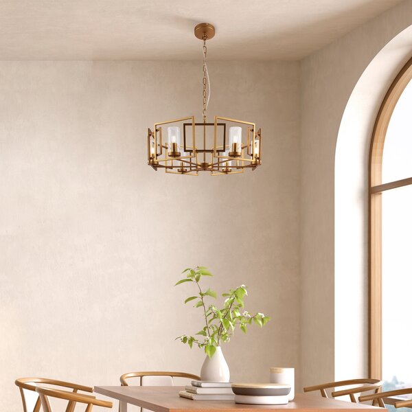 Maytoni lampă suspendată Bowi, Ø 65,6 cm, aurie, 6 x E14, reglabil, Auriu / Alamă, Camera de zi / sufragerie, Metal, Antichitate