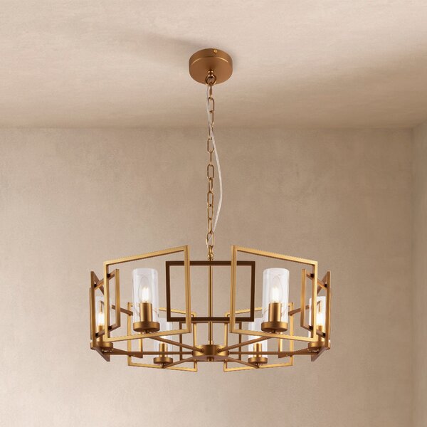Maytoni lampă suspendată Bowi, Ø 65,6 cm, aurie, 6 x E14, reglabil, Auriu / Alamă, Camera de zi / sufragerie, Metal, Antichitate