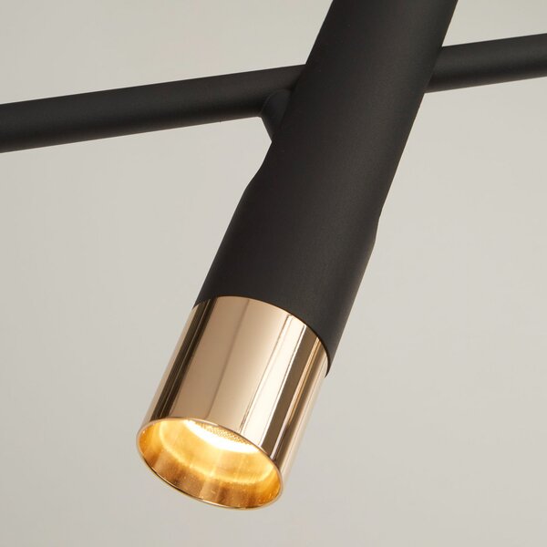 Searchlight Lampă suspendată Cylinder LED, negru/oglucid, metal, 120 cm lungime, Negru, Camera de zi / sufragerie, Metal, Modern