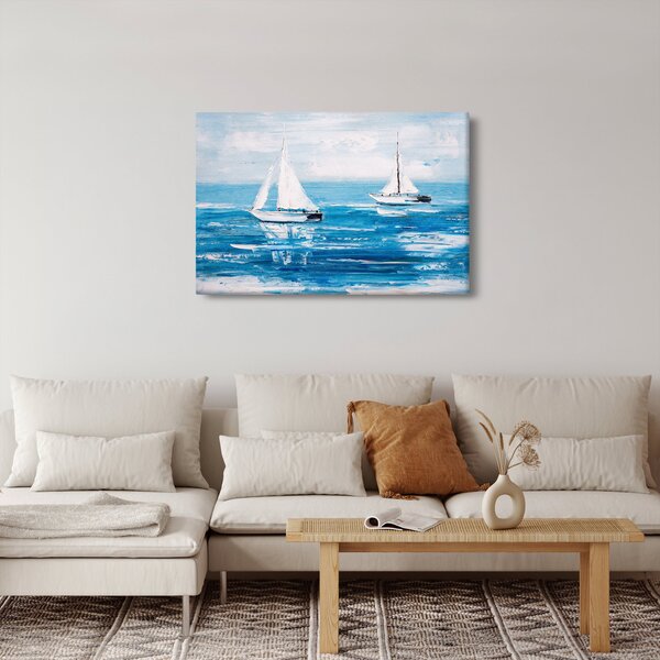 Tablou - Pictură yacht pe mare (90x60 cm)