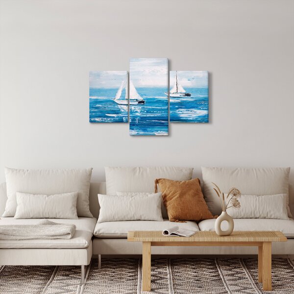 Tablou - Pictură yacht pe mare (90x60 cm)