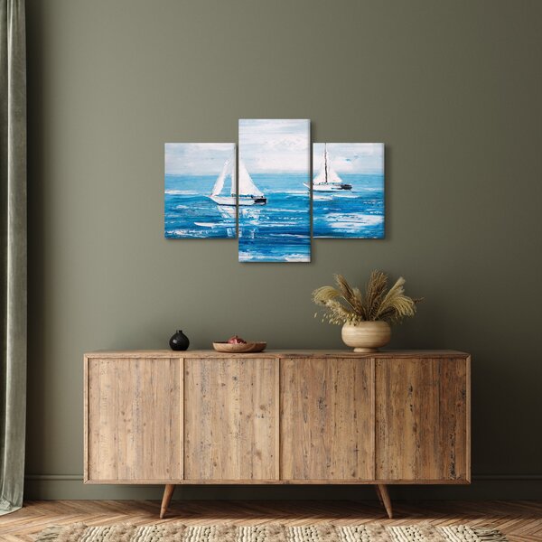 Tablou - Pictură yacht pe mare (90x60 cm)