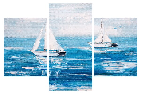 Tablou - Pictură yacht pe mare (90x60 cm)