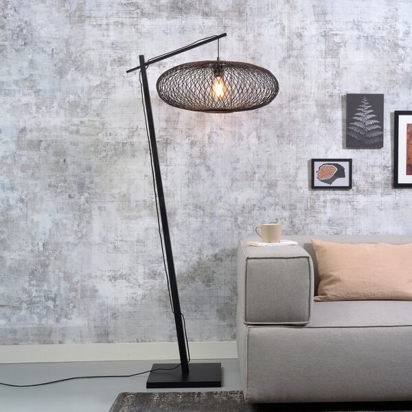 Good & Mojo GOOD MOJO Lampă cu arc Cango mare, negru, înălțime 176 cm, Negru, Camera de zi / sufragerie, Bamboo, Design