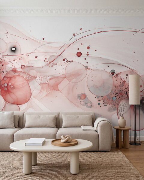 Tapet Artă abstractă cu cerneală, stil fluid, paletă de culori roz , Fototapet Acuarelă, w02744v1 : Uwalls.ro