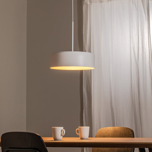 BEGA Bega Lampă suspendată LED Studio Line, Ø 36 cm, alb-auriu, DALI, reglabil, Alb, Camera de zi / sufragerie, Aluminiu