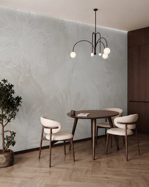 Tapet Frunze tropicale cu un efect grunge, Fototapet Natură, w02737v1 : Uwalls.ro
