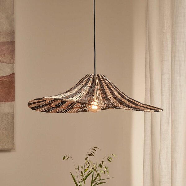 Good & Mojo GOOD MOJO lampă suspendată Cuzco, natural/negru, Ø 65 cm, iută, reglabil, Lemn, Camera de zi / sufragerie, Altele, Design