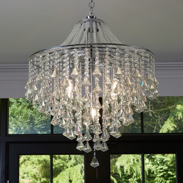 Searchlight Candelabru Dorchester, sticlă de cristal, 5 becuri, Ø 64 cm, E14, reglabil, Metalic, Camera de zi / sufragerie, Sticlă, Antichitate, Candelabru
