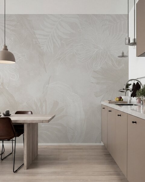 Tapet Frunze tropicale cu un efect grunge, Fototapet Natură, w02737v1 : Uwalls.ro