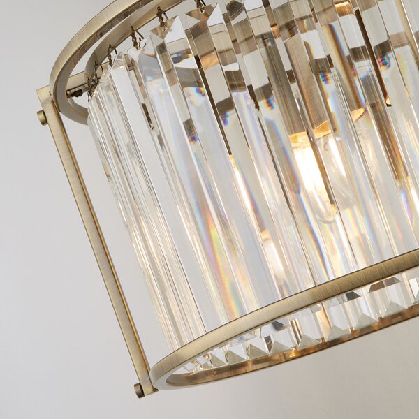 Searchlight Lampă suspendată Victoria, culoarea alamei, sticlă de cristal, 78 cm, E27, reglabil, Auriu / Alamă, Camera de zi / sufragerie, Sticlă, Vintage