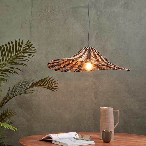 Good & Mojo GOOD MOJO lampă suspendată Cuzco, natural/negru, Ø 65 cm, iută, reglabil, Lemn, Camera de zi / sufragerie, Altele, Design