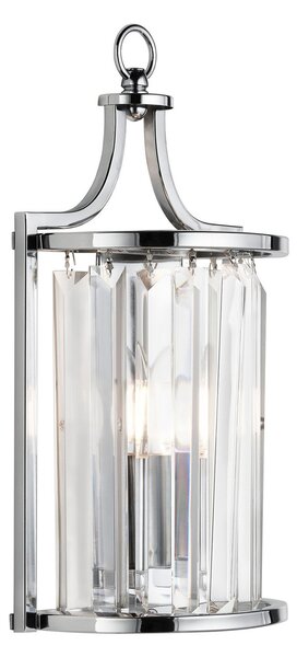 Searchlight Aplică de perete Victoria, cromată, sticlă cristal, 18 cm, E14, reglabil, Metalic, Camera de zi / sufragerie, Sticlă, Vintage