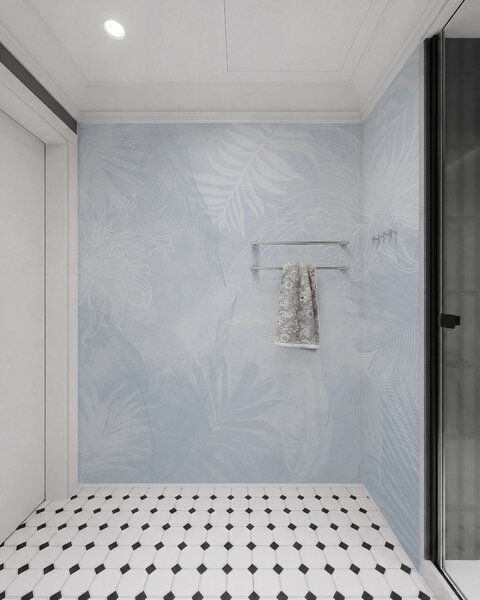 Tapet Frunze tropicale cu efect grunge, cu o nuanță albastră, Fototapet Natură, w02737v3 : Uwalls.ro