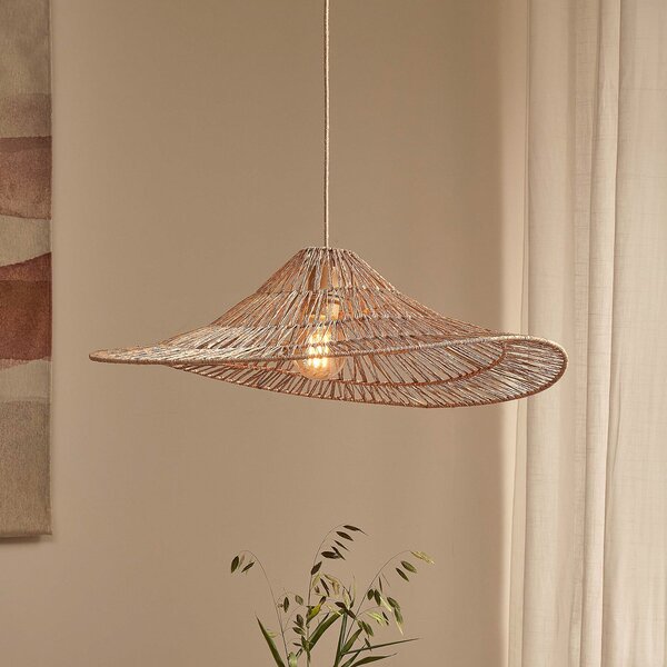 Good & Mojo & lampă suspendată Cuzco, naturală, Ø 65 cm, iută, reglabil, Lemn, Camera de zi / sufragerie, Altele, Design