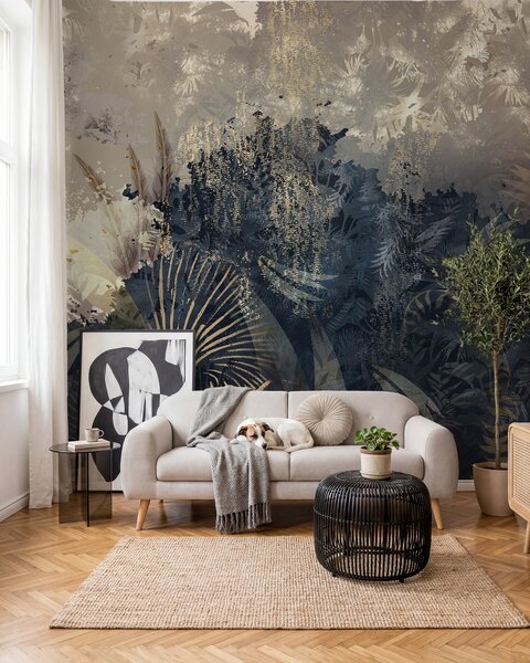 Tapet Africa magică cu pădure tropicală și elemente vectoriale cu nuanță maro, Fototapet Natură, w02643v1 : Uwalls.ro