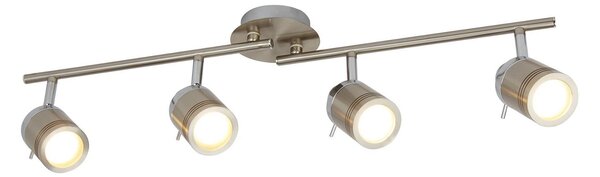 Searchlight Spot de plafon Samson, argintiu, metal, 4 becuri, IP44, reglabil, Gri, Camera de zi / sufragerie, Metal, Modern
