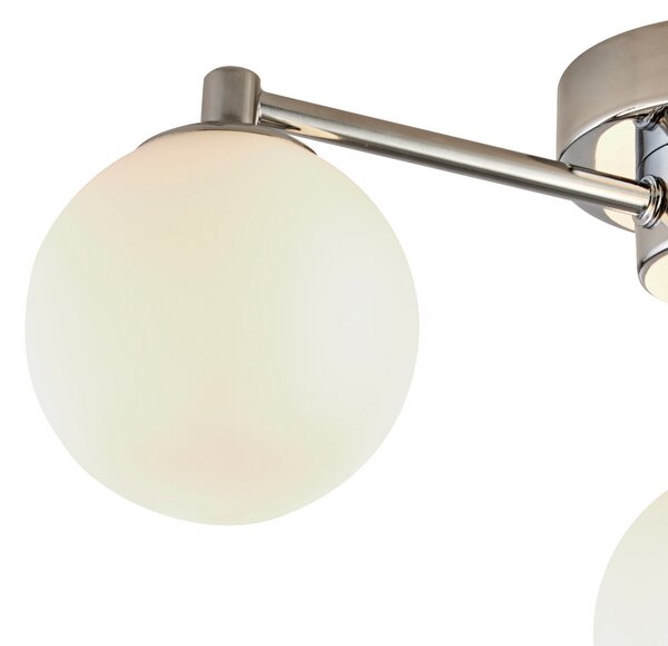 Searchlight Plafonieră Tiberius, crom / mată, sticlă, 3 becuri, G9, reglabil, Metalic, Camera de zi / sufragerie, Sticlă, Modern, Plafon rotund direct