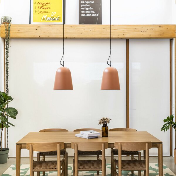 FARO BARCELONA Lampă suspendată Studio, Ø 29 cm, roz/negru, oțel, reglabil, Roz / Rosé, Camera de zi / sufragerie, Metal