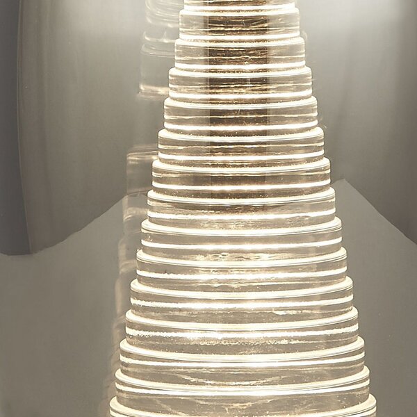 Searchlight Lampă de masă Cyclone LED, crom/fum, sticlă, înălțime 20,5 cm, Gri, Camera de zi / sufragerie, Sticlă, Modern