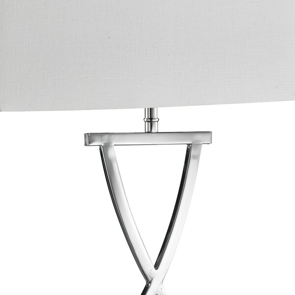 Searchlight Lampă de masă Club, crom/alb, 35,5 cm înălțime, material textil, E14, Alb, Camera de zi / sufragerie, Țesătură / Textil, Modern