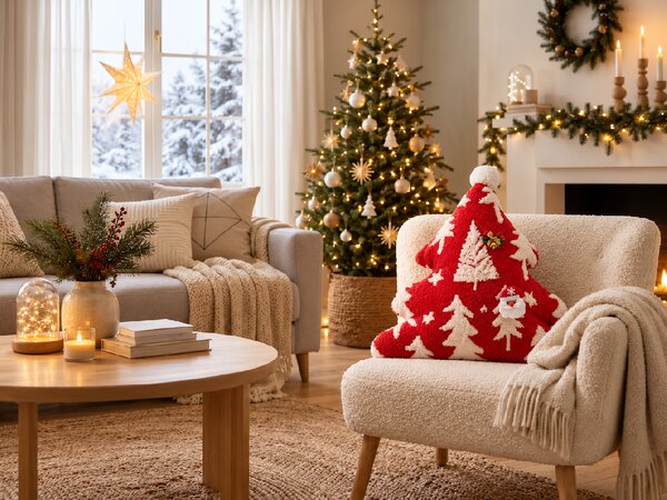 Perna decorativa SANTA TREE 45 cm, rosie