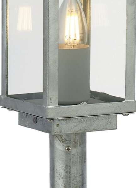 Searchlight Box II lampă cu soclu, 50 cm înălțime, argintiu/negru, sticlă, IP44, reglabil, Gri, Metal, Antichitate