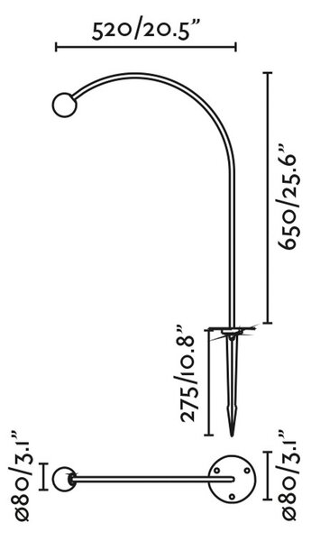 FARO BARCELONA Lampă LED cu țăruș Cuca, negru, oțel inoxidabil/sticlă, înălțime 65 cm, Negru, Oțel inoxidabil, Modern