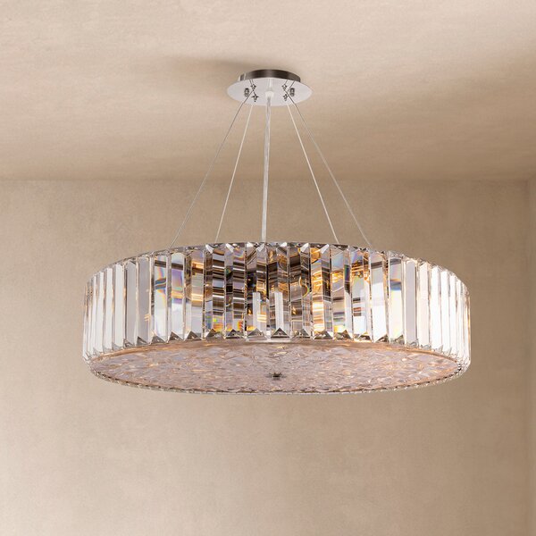 Maytoni Recinto lampă suspendată, Ø 53 cm, sticlă, 8 x E27, reglabil, Metalic, Camera de zi / sufragerie, Sticlă