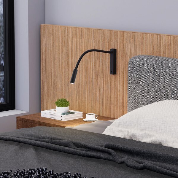 Molto Luce Arok Aplică de perete cu LED, negru, aluminiu, proiecție 49 cm, Negru, dormitor, Aluminiu, Modern