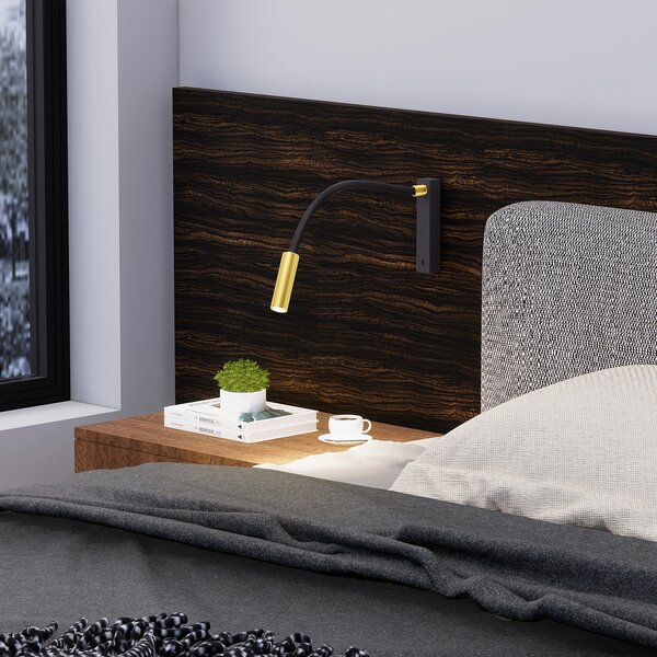 Molto Luce Aplică de perete Arok LED, negru/galben, aluminiu, Negru, dormitor, Aluminiu, Modern