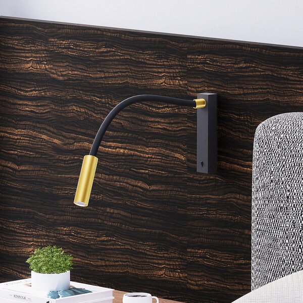 Molto Luce Aplică de perete Arok LED, negru/galben, aluminiu, Negru, dormitor, Aluminiu, Modern