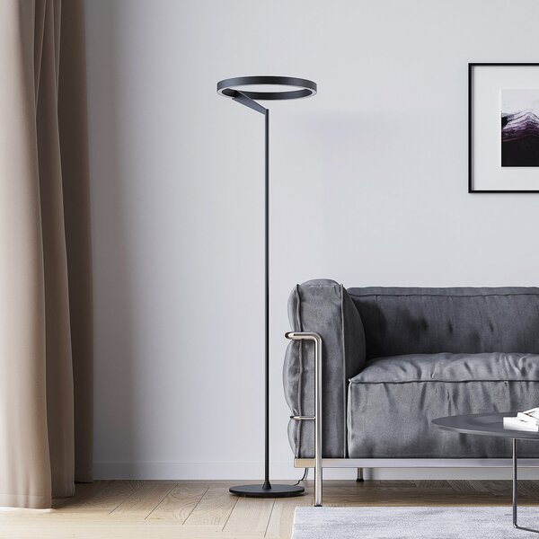 Molto Luce Lampadar LED Melli F, negru, aluminiu, înălțime 168 cm, reglabil, Negru, Camera de zi / sufragerie, Aluminiu, Modern