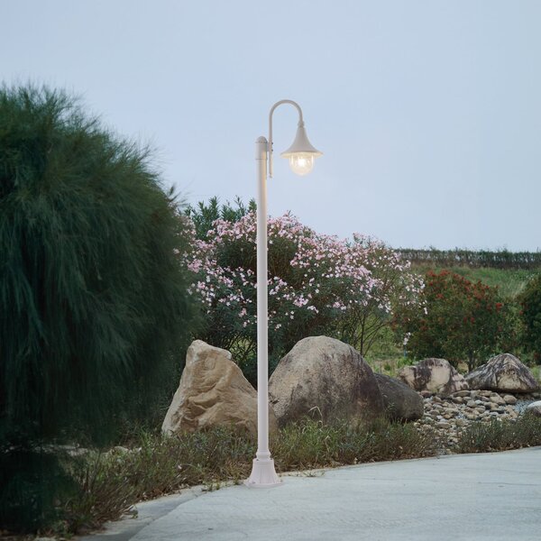 Lindby lumina de exterior Daphne, 220 cm, alb, metal, E27, reglabil, Alb, Aluminiu, Antichitate