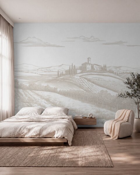 Tapet Toscana peisaje, Italia, podgorii, natura, castel vechi, culori bej, Fototapet Provence, w03349 : Uwalls.ro